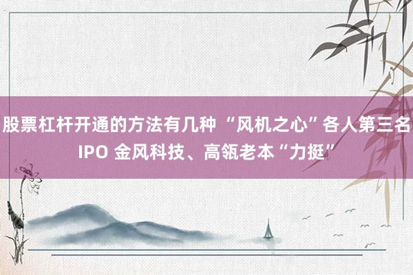 股票杠杆开通的方法有几种 “风机之心”各人第三名IPO 金风科技、高瓴老本“力挺”